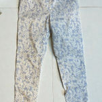 Soft Surroundings Medium Floral Print Blue White SUPERLA Slim Leg Ankle Pants Photo 0