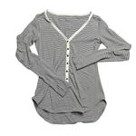 Lululemon  Awesome Striped Henley Long Sleeve Button-Up Top Photo 0