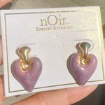 Noir swirl dark pink purple hearts gold tone drop earrings Photo 1