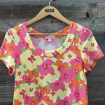 Lilly Pulitzer  Neon Floral Shirt Sleeve Cotton T-Shirt Dress Size Medium Photo 2