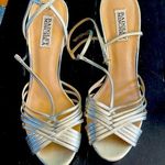Badgley Mischka gold sandals. Strappy, high heels. Good used condition. Photo 0