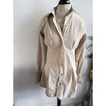 Maniere De Voir  Beige Shirt Dress Long Sleeve Button Front Chain Detail Size 10 Photo 1