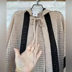 White+Warren Cardigan Womens Cashmere Open Beige Black Stripe Tie Hooded small Tan Photo 10