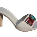 Donald Pliner White Leather Shoe Colorful Stones Shoe Sandal Slide NWT $275 Size 7 Photo 1