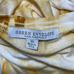 Green Envelope Knit Top Size 1X Yellow White Tie Dye Stretch Photo 3