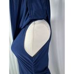 Midnight Velvet Womens Navy Blue Embellished Ruched Evening Gown Dress Size 6 Photo 3