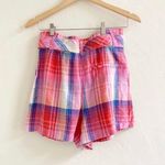 C&C California Plaid Linen Belted Shorts Photo 1