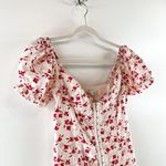 Urban Outfitters Britney Hook & Eye Puff Short Sleeve Mini Dress White Red Small Photo 4