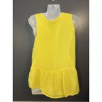 Merona  Shirt Womens XL Yellow Sleeveless Swiss Dot Peplum Babydoll Split Neck Photo 4