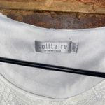 Solitaire  White Semi-Sheer Lace Short Sleeve Peplum Blouse Women's Size Small Photo 3