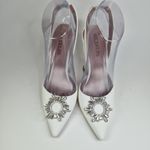 MICXKLZO Heel Women's Size 7.5 White Party Christmas Slingback Shoes Photo 5