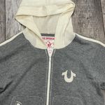 True Religion Vintage Rare Buddha Gray and Cream Cashmere Hooded Jacket Sz Large Photo 3