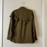 ZARA TRF OUTERWEAR Shacket Shirt Jacket Ruffle NEW Olive Green Size Large Photo 4