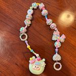 Handmade Painted Colorful Beaded Baby Keyring Keychain Green Photo 1