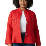 Ralph Lauren Tomato Linen Military Button Jacket with pockets + peplum detail Photo 0