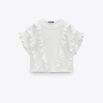 ZARA NEW TOP WITH DIE-CUT EMBROIDERY BLOUSE KNIT WHITE WOMENS SIZE L Photo 3