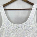 Gryphon New York Womens Sequin Tank Top Large NYE Party Glam Retro Club Showgirl White Photo 1
