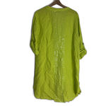 100% Linen Tunic Shirt dress Large Lime Sequin Pockets Raw Hem Made in Italy Green Photo 7