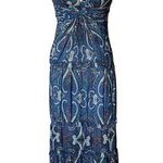 Intermix  Mury 100% Silk Paisley Print Tiered Maxi Dress in Blue Boho Size Small Photo 0