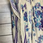 Woven Heart  Cream Kimono with Purple and Blue Floral Design Photo 1