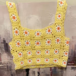 Altar'd State  Yellow Floral Crochet Crop Top Photo 0