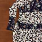 Free People  White and Blue Ruffled Floral Blouse Boho Oversized Small Festival Photo 1