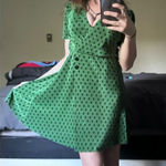 ASOS Design womens size 2 green polka dot plisse mini dress V neck Photo 0