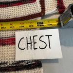 American Eagle Outfitters Striped Waffle Knit Henley Sweater Cream Burgundy Med Photo 6