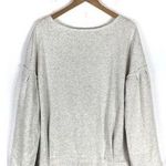 Free People  Oatmeal Bell Sleeve Lasor Cut Out Lace Appliqué Sweatshirt Small Photo 0