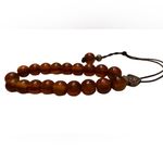 Vintage Moroccan Resin Amber Prayer Beads Necklace – Brown Green Striped Photo 3