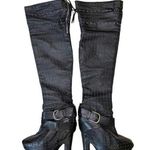 Sam Edelman Black Leather Studded Over-the-Knee Wedge Boots Buckle - Women’s 7.5 Photo 0