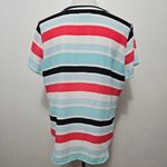 Van Heusen Pink & Blue Striped Vneck Short Sleeve Blouse Size Large Photo 3