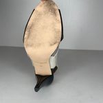 Ann Taylor Taupe Black Patent Leather Spats Style Peep Toe Heels Sz 6M Occasion Photo 8