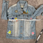 Ashley Vintage Charm Denim Jacket Women's Small Distressed Blue Jean Embroidered Photo 5