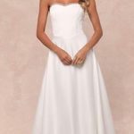 Lulus NWT Eternal Gratitude White Floral Embroidered Strapless Maxi Dress Sz S Photo 0