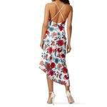 Haney Goldie Floral Bias Cut Silk Slip Dress Midi White Criss Cross Back sz 2 Photo 4