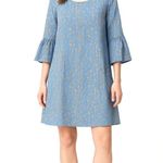 Roller Rabbit Blue Floral Stripe Three Quarter Ruffle Sleeve Dress Women’s Large Photo 0