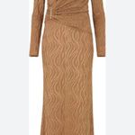 Daska dress Dusty Tan maxi faux wrap long sleeve rose gold bar accent large NEW Photo 0