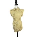 Elan Utility Safari Dress Jacket Yellow Belted Sleeveless Zip Front Women's S Photo 1
