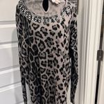 The Quacker Factory Women's Beaded Animal Print Shirt Black. Black Size L Photo 2