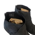 Eileen Fisher Womens Size 8 Black Leather Tag Wrap-Snap Leather Bootie Wedge Photo 1