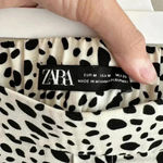 ZARA Dalmatian Print Pleated Wide Leg Cropped Trouser Culottes in White, Med Photo 11