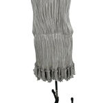 Halston Heritage HALSTON Pleated Metallic Dress In Silver Metallic‎ Size 12 Photo 3