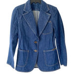 Vintage 70s Pentimento Denim Jean Jacket Fitted Blazer size small Blue Photo 0