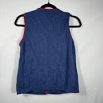 Lizwear Sweater Vest Sleeveless Knit Beaded Pockets Blue Red Size S Photo 3