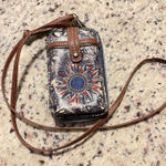 Sakroots Wristlet Wallet Phone Bag Crossbody Embroidered Sunflower Boho Blue Photo 0