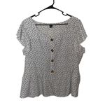 SheIn Plus Confetti Heart Print Ruffle Sleeve Peplum Blouse Size XL Photo 2