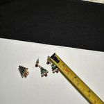 Rhinestone Christmas Tree Pierced Earrings & Brooch Pin Matching Set Gold Tone Photo 2