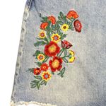 ZARA Basic Womens Denim Blue Skirt Jean Floral Embroidered Asymmetrical Large Photo 2