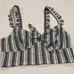 EXPRESS  Striped Tie-Front Crop Top M | Ruffle Strap Summer Bralette Tank Photo 0